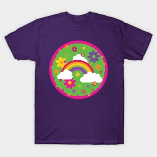 Super Bright Rainbow and Flowers T-Shirt